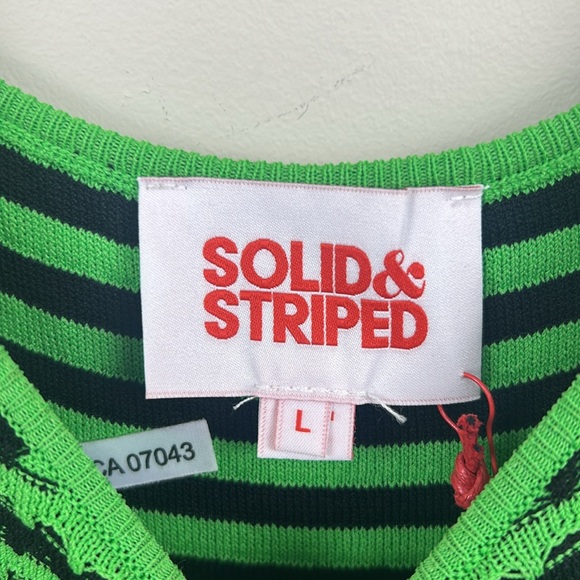 NEW SOLID & STRIPED the Sia mini large knit green and black sleeveless dress - Picture 5 of 11